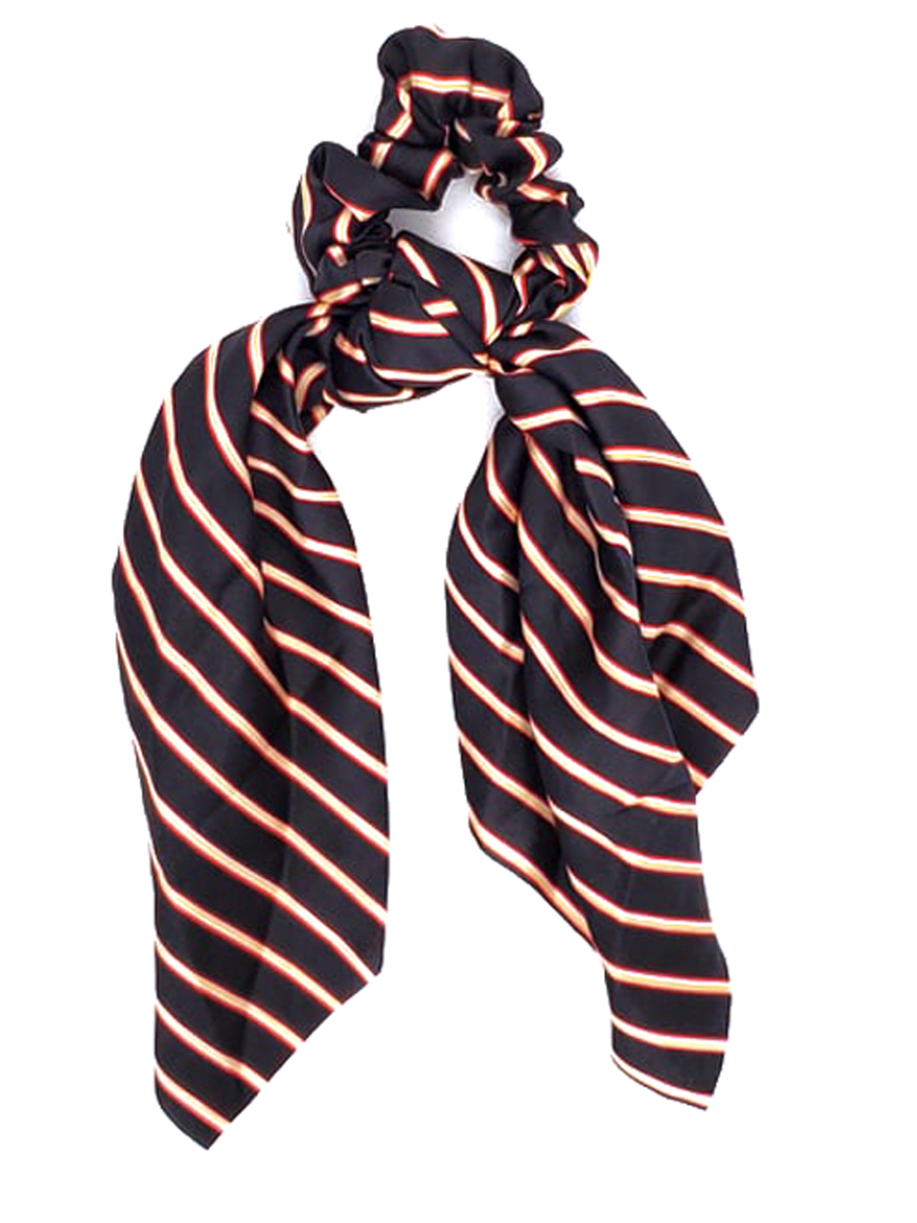 SCT-1008 Black Tan Stripe Tie Scrunchie