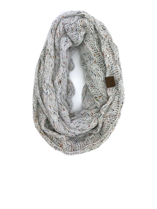 SF33-Ivory Speckled Infinity Scarf