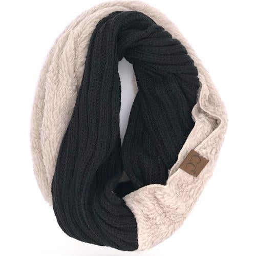 SF-88 Sherpa Infinity Scarf Black Taupe