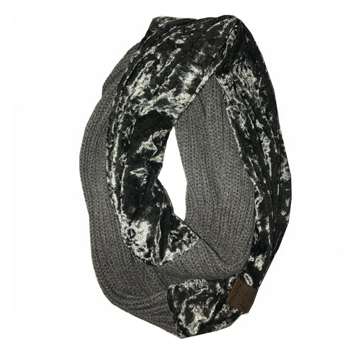 SF-89 LT MELANGE GREY CRUSHED VELVET SCARF