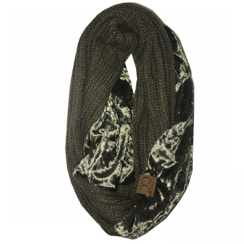 SF-89 NEW OLIVE CRUSHED VELVET SCARF