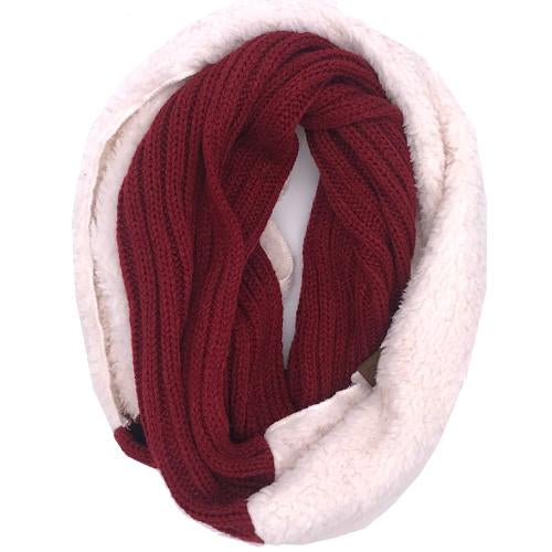 SF-88 Sherpa Infinity Scarf Burgundy Beige