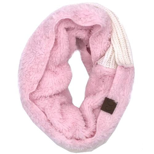 SF-88 Sherpa Infinity Scarf Ivory Light Pink