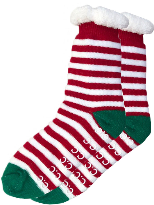 SL-07 C.C Sherpa Socks Candy Cane Stripe