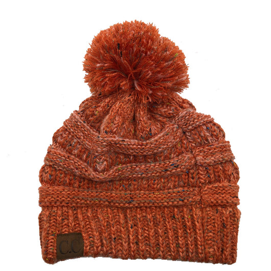 YJ-817 Ombre Speckled Pom Beanie - Orange