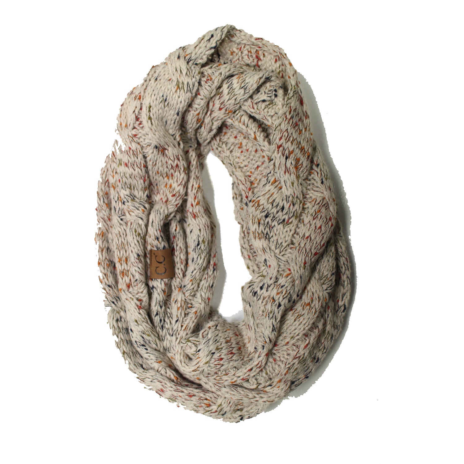 SF33-Oatmeal Speckled Infinity Scarf