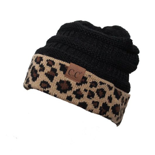 Hat-45 Black Leopard Beanie