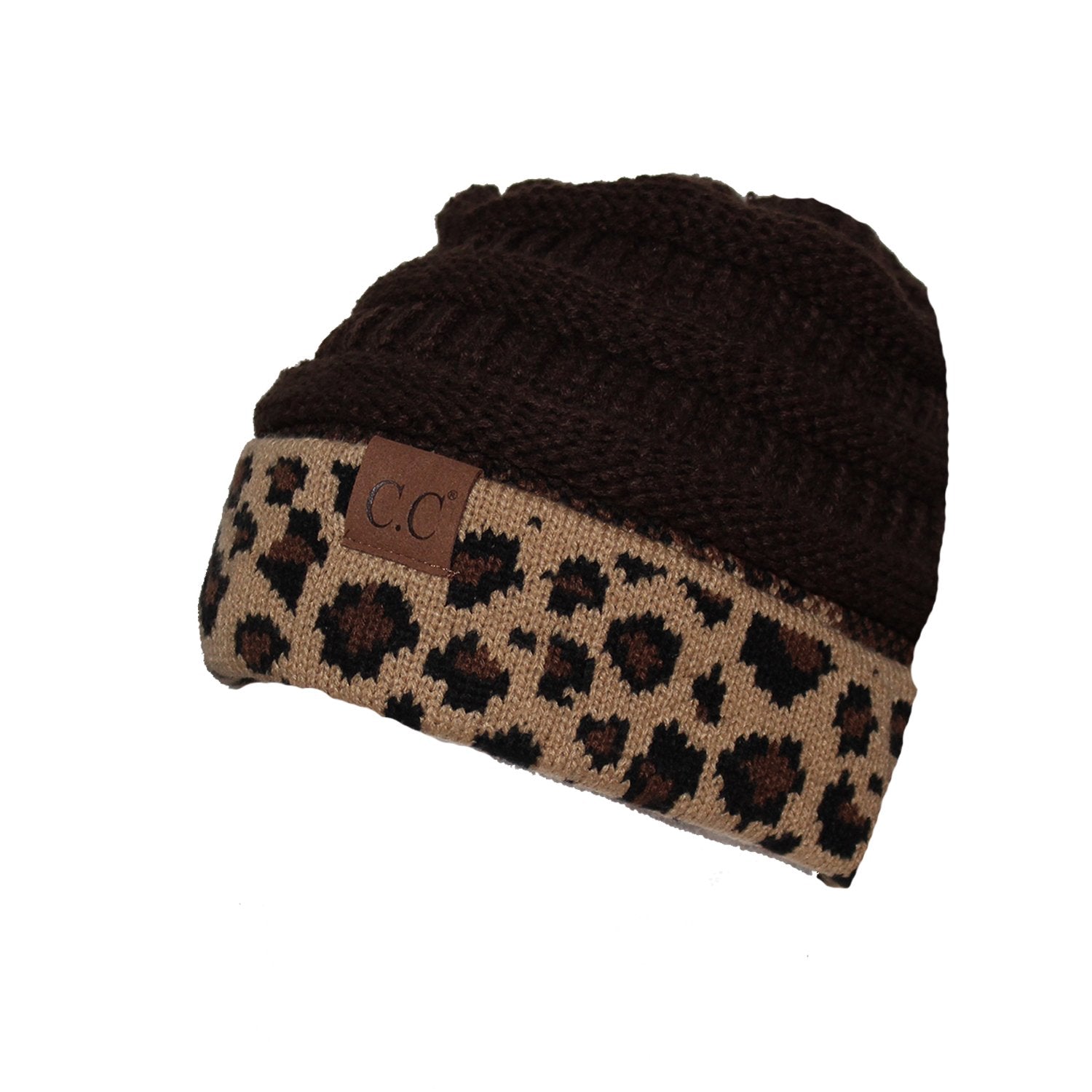 Hat-45 Brown Leopard Beanie