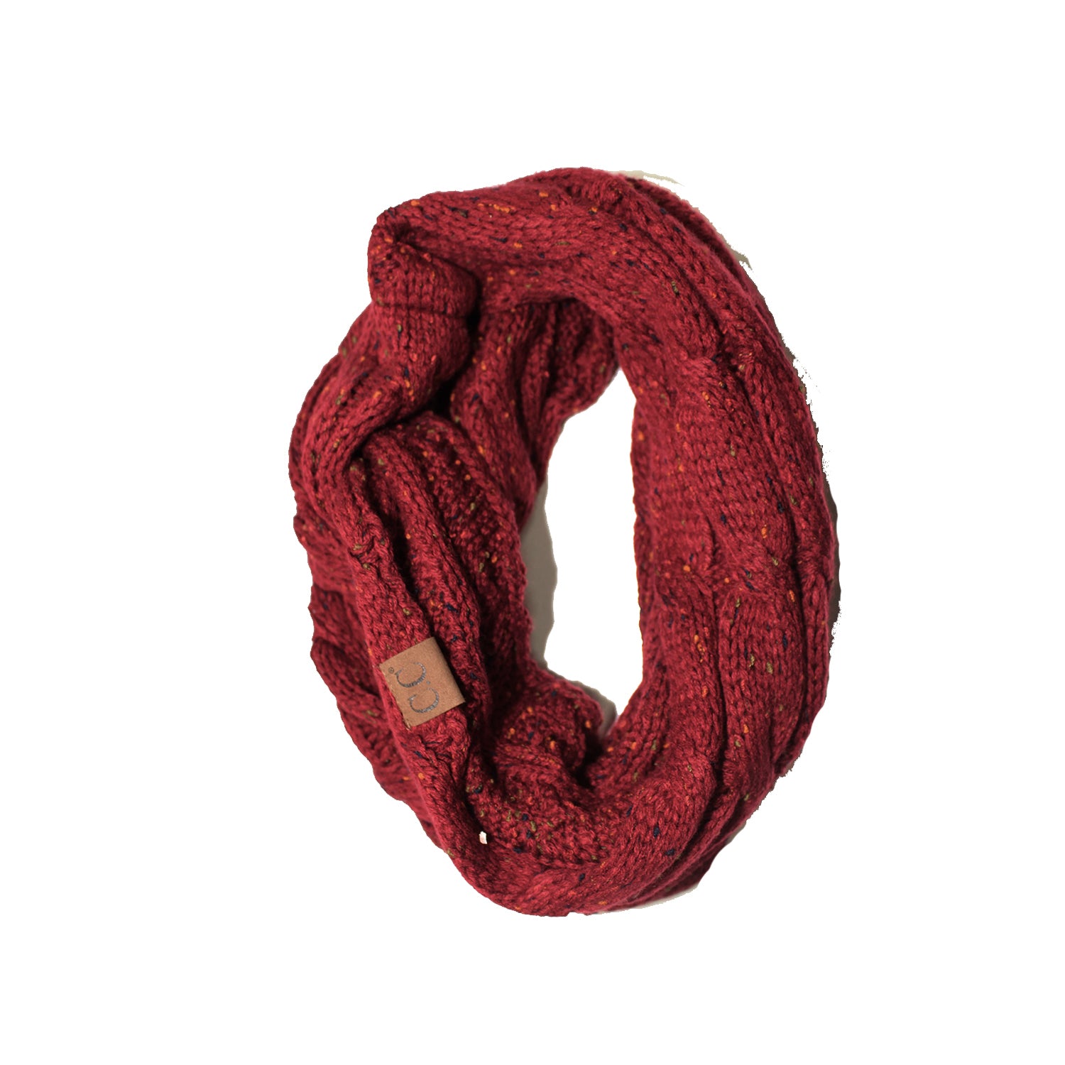 SF33-Burgundy Speckled Infinity Scarf