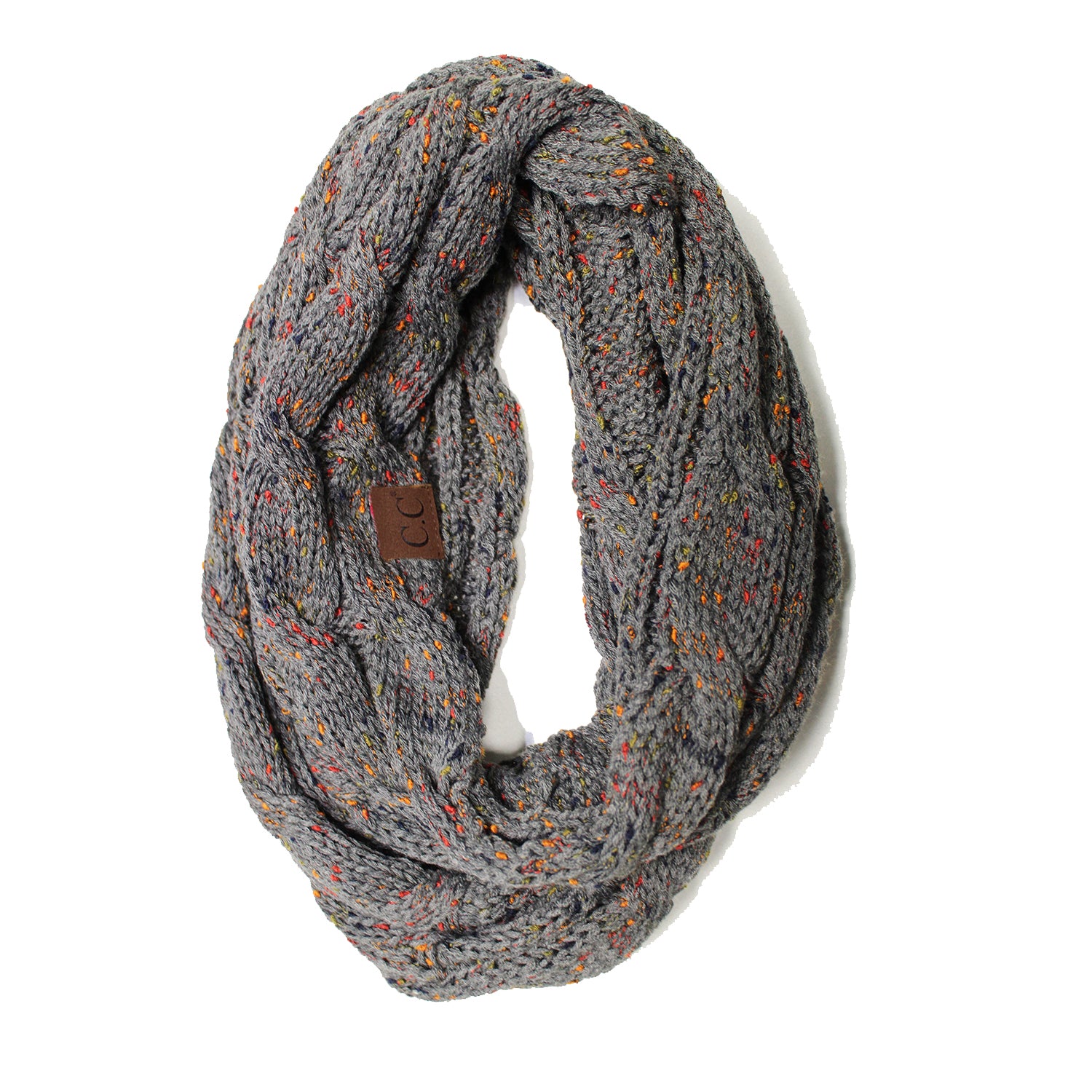 SF33-Dark Melange Gray Speckled Infinity Scarf