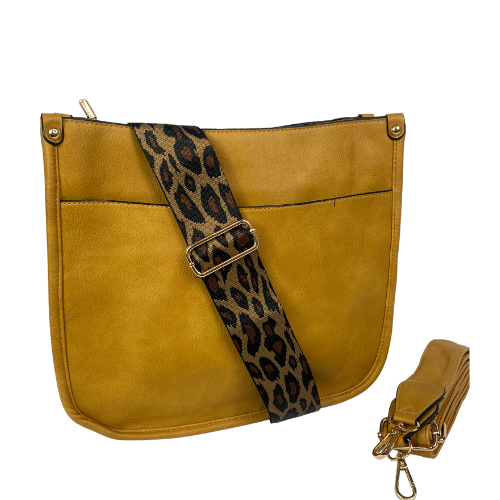 PS-7181 Crossbody Leopard Strap Purse-Mustard