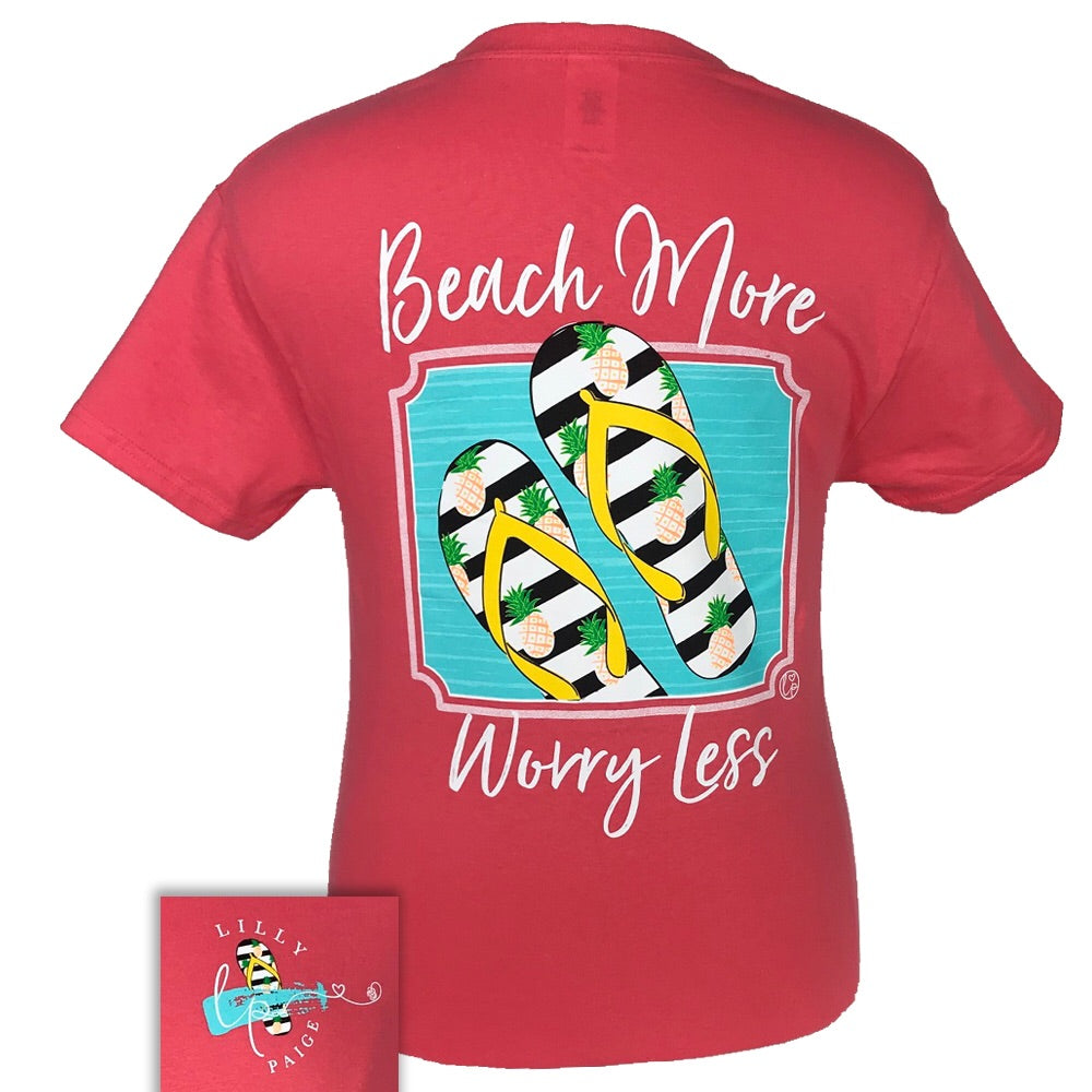 LP-Beach More Worry Less Coral Short Sleeve T-Shirt