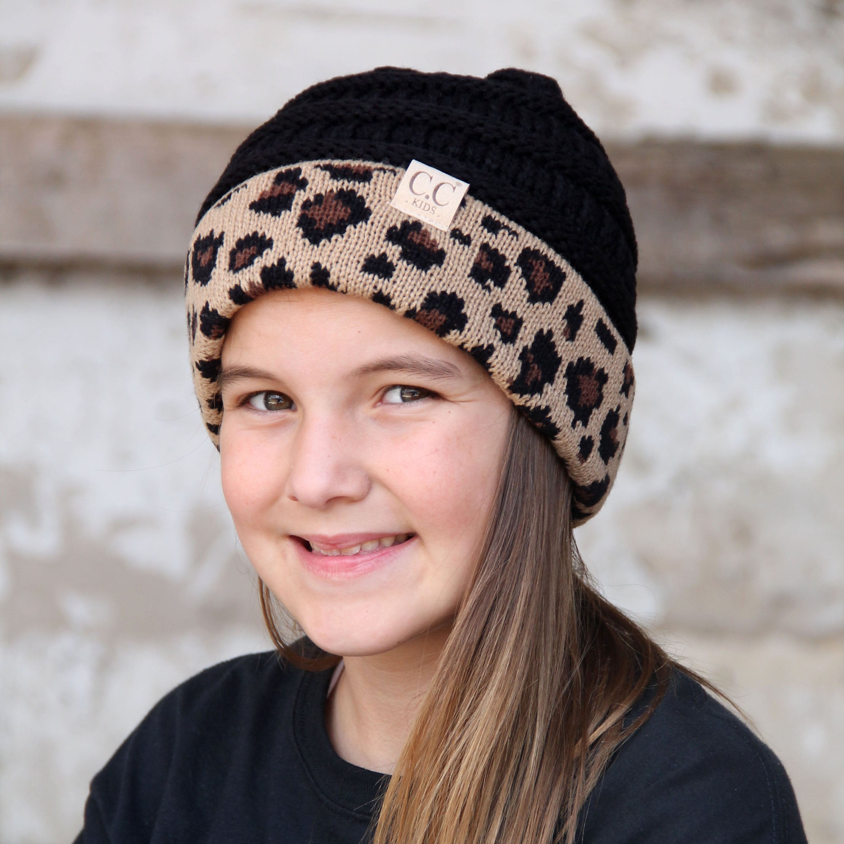 KID-45 Black Leopard Youth Beanie