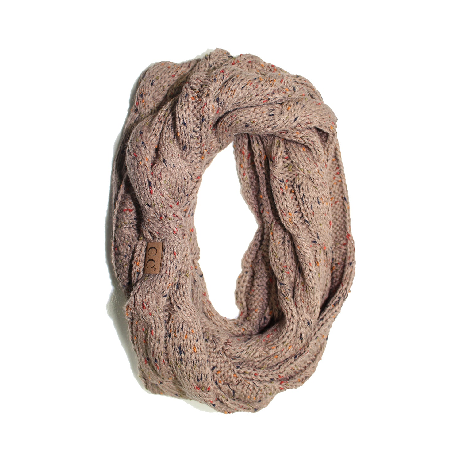 SF33-Taupe Speckled Infinity Scarf